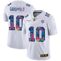 Las Vegas Las Vegas Raiders #10 Jimmy Garoppolo Men's White Nike Multi-Color 2020 NFL Crucial Catch Limited NFL Jersey