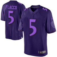 Nike Baltimore Ravens #5 Joe Flacco Purple Men's Stitched NFL Drenched Limited Jersey