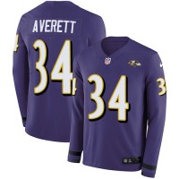 Nike Baltimore Ravens #34 Anthony Averett Purple Team Color Men's Stitched NFL Limited Therma Long Sleeve Jersey