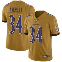 Nike Baltimore Ravens #34 Anthony Averett Gold Men's Stitched NFL Limited Inverted Legend Jersey