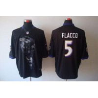 Nike Baltimore Ravens #5 Joe Flacco Black Alternate Men's Stitched NFL Helmet Tri-Blend Limited Jersey