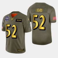 Baltimore Baltimore Ravens #52 Ray Lewis Men's Nike Olive Gold 2019 Salute to Service Limited NFL 100 Jersey