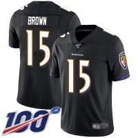 Nike Baltimore Ravens #15 Marquise Brown Black Alternate Men's Stitched NFL 100th Season Vapor Limited Jersey