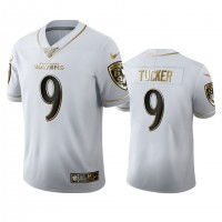 Baltimore Baltimore Ravens #9 Justin Tucker Men's Nike White Golden Edition Vapor Limited NFL 100 Jersey