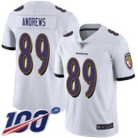 Nike Baltimore Ravens #89 Mark Andrews White Men's Stitched NFL 100th Season Vapor Limited Jersey