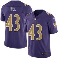 Nike Baltimore Ravens #43 Justice Hill Purple Men's Stitched NFL Limited Rush Jersey