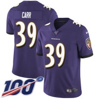 Nike Baltimore Ravens #39 Brandon Carr Purple Team Color Men's Stitched NFL 100th Season Vapor Untouchable Limited Jersey
