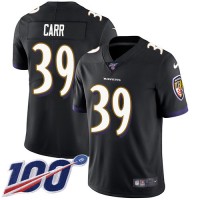 Nike Baltimore Ravens #39 Brandon Carr Black Alternate Men's Stitched NFL 100th Season Vapor Untouchable Limited Jersey