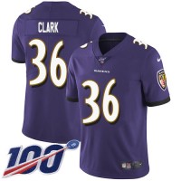 Nike Baltimore Ravens #36 Chuck Clark Purple Team Color Men's Stitched NFL 100th Season Vapor Untouchable Limited Jersey