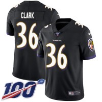 Nike Baltimore Ravens #36 Chuck Clark Black Alternate Men's Stitched NFL 100th Season Vapor Untouchable Limited Jersey