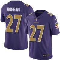 Nike Baltimore Ravens #27 J.K. Dobbins Purple Men's Stitched NFL Limited Rush Jersey