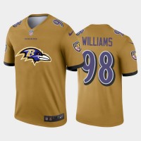 Baltimore Baltimore Ravens #98 Brandon Williams Gold Men's Nike Big Team Logo Vapor Limited NFL Jersey