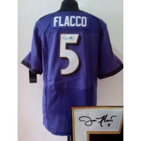 Nike Baltimore Ravens #5 Joe Flacco Purple Team Color Men's Stitched NFL Elite Autographed Jersey
