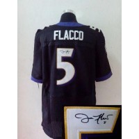 Nike Baltimore Ravens #5 Joe Flacco Black Alternate Men's Stitched NFL Elite Autographed Jersey