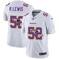 Baltimore Baltimore Ravens #52 Ray Lewis White Men's Nike Team Logo Dual Overlap Limited NFL Jersey