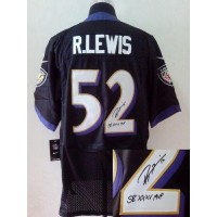 Nike Baltimore Ravens #52 Ray Lewis Black Alternate Men's Stitched NFL Elite Autographed Jersey