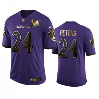 Baltimore Baltimore Ravens #24 Marcus Peters Men's Nike Purple Team 25th Season Golden Limited NFL Jersey