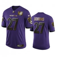 Baltimore Baltimore Ravens #27 J.K. Dobbins Men's Nike Purple Team 25th Season Golden Limited NFL Jersey