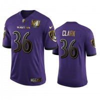 Baltimore Baltimore Ravens #36 Chuck Clark Men's Nike Purple Team 25th Season Golden Limited NFL Jersey