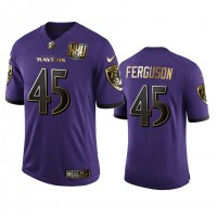Baltimore Baltimore Ravens #45 Jaylon Ferguson Men's Nike Purple Team 25th Season Golden Limited NFL Jersey