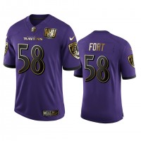 Baltimore Baltimore Ravens #58 L.J. Fort Men's Nike Purple Team 25th Season Golden Limited NFL Jersey