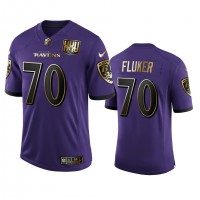 Baltimore Baltimore Ravens #70 D.J. Fluker Men's Nike Purple Team 25th Season Golden Limited NFL Jersey