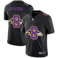 Baltimore Baltimore Ravens #8 Lamar Jackson Men's Nike Team Logo Dual Overlap Limited NFL Jersey Black