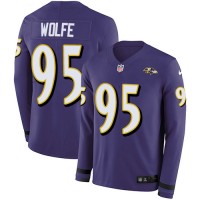 Nike Baltimore Ravens #95 Derek Wolfe Purple Team Color Men's Stitched NFL Limited Therma Long Sleeve Jersey
