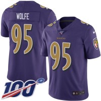 Nike Baltimore Ravens #95 Derek Wolfe Purple Men's Stitched NFL Limited Rush 100th Season Jersey