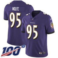 Nike Baltimore Ravens #95 Derek Wolfe Purple Team Color Men's Stitched NFL 100th Season Vapor Untouchable Limited Jersey