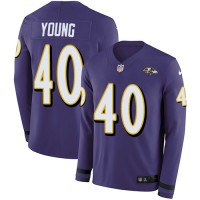 Nike Baltimore Ravens #40 Kenny Young Purple Team Color Men's Stitched NFL Limited Therma Long Sleeve Jersey