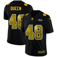 Baltimore Baltimore Ravens #48 Patrick Queen Men's Black Nike Golden Sequin Vapor Limited NFL Jersey