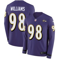 Nike Baltimore Ravens #98 Brandon Williams Purple Team Color Men's Stitched NFL Limited Therma Long Sleeve Jersey