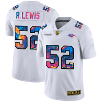Baltimore Baltimore Ravens #52 Ray Lewis Men's White Nike Multi-Color 2020 NFL Crucial Catch Limited NFL Jersey