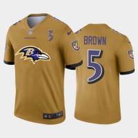 Baltimore Baltimore Ravens #5 Marquise Brown Gold Men's Nike Big Team Logo Player Vapor Limited NFL Jersey