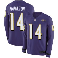 Nike Baltimore Ravens #14 Kyle Hamilton Purple Team Color Men's Stitched NFL Limited Therma Long Sleeve Jersey