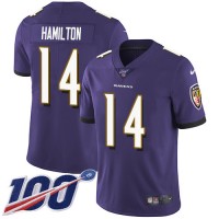 Nike Baltimore Ravens #14 Kyle Hamilton Purple Team Color Men's Stitched NFL 100th Season Vapor Untouchable Limited Jersey