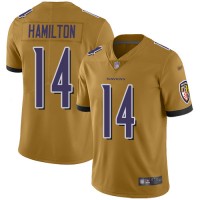 Nike Baltimore Ravens #14 Kyle Hamilton Gold Men's Stitched NFL Limited Inverted Legend Jersey