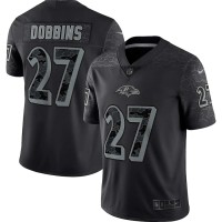 Baltimore Baltimore Ravens #27 J.K. Dobbins Black Men's Nike NFL Black Reflective Limited Jersey