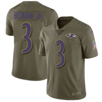 Nike Baltimore Ravens #3 Odell Beckham Jr. Olive Men's Stitched NFL Limited 2017 Salute To Service Jersey