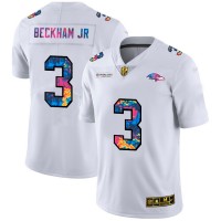 Baltimore Baltimore Ravens #3 Odell Beckham Jr. Men's White Nike Multi-Color 2020 NFL Crucial Catch Limited NFL Jersey