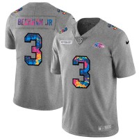 Baltimore Baltimore Ravens #3 Odell Beckham Jr. Men's Nike Multi-Color 2020 NFL Crucial Catch NFL Jersey Greyheather