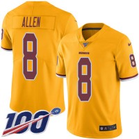 Nike Washington Commanders #8 Kyle Allen Gold Men's Stitched NFL Limited Rush 100th Season Jersey