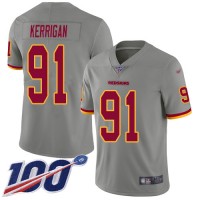 Nike Washington Commanders #91 Ryan Kerrigan Gray Men's Stitched NFL Limited Inverted Legend 100th Season Jersey