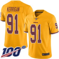 Nike Washington Commanders #91 Ryan Kerrigan Gold Men's Stitched NFL Limited Rush 100th Season Jersey