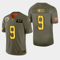 New Orleans New Orleans Saints #9 Drew Brees Men's Nike Olive Gold 2019 Salute to Service Limited NFL 100 Jersey