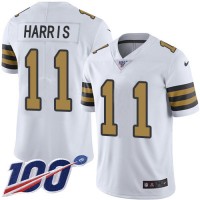 Nike New Orleans Saints #11 Deonte Harris White Men's Stitched NFL Limited Rush 100th Season Jersey