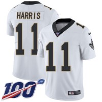 Nike New Orleans Saints #11 Deonte Harris White Men's Stitched NFL 100th Season Vapor Untouchable Limited Jersey