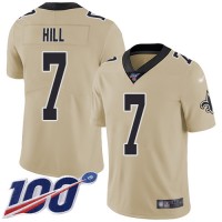 Nike New Orleans Saints #7 Taysom Hill Gold Men's Stitched NFL Limited Inverted Legend 100th Season Jersey