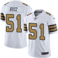 Nike New Orleans Saints #51 Cesar Ruiz White Men's Stitched NFL Limited Rush Jersey
